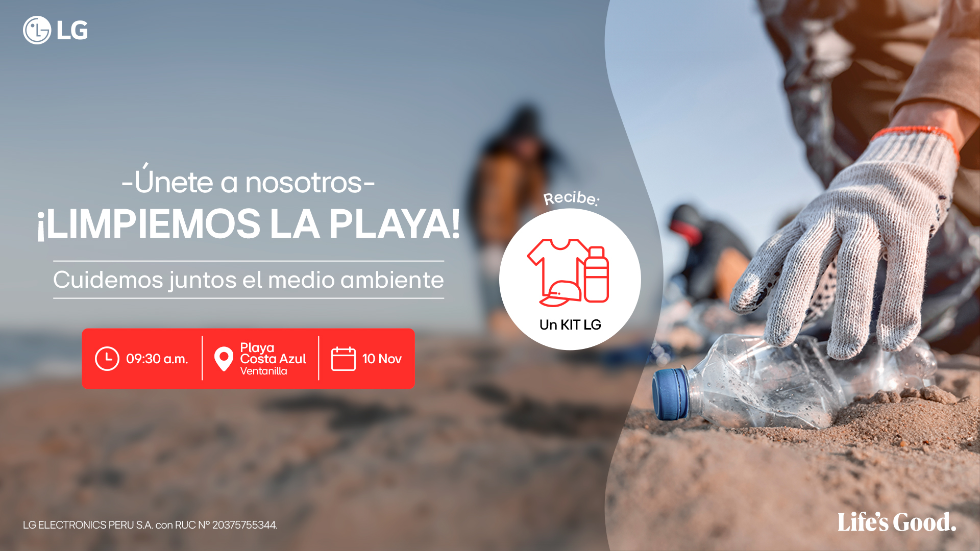 Voluntarios y colaboradores de LG Perú se unen pararecoger 3 toneladas de desechos en playa de Ventanilla